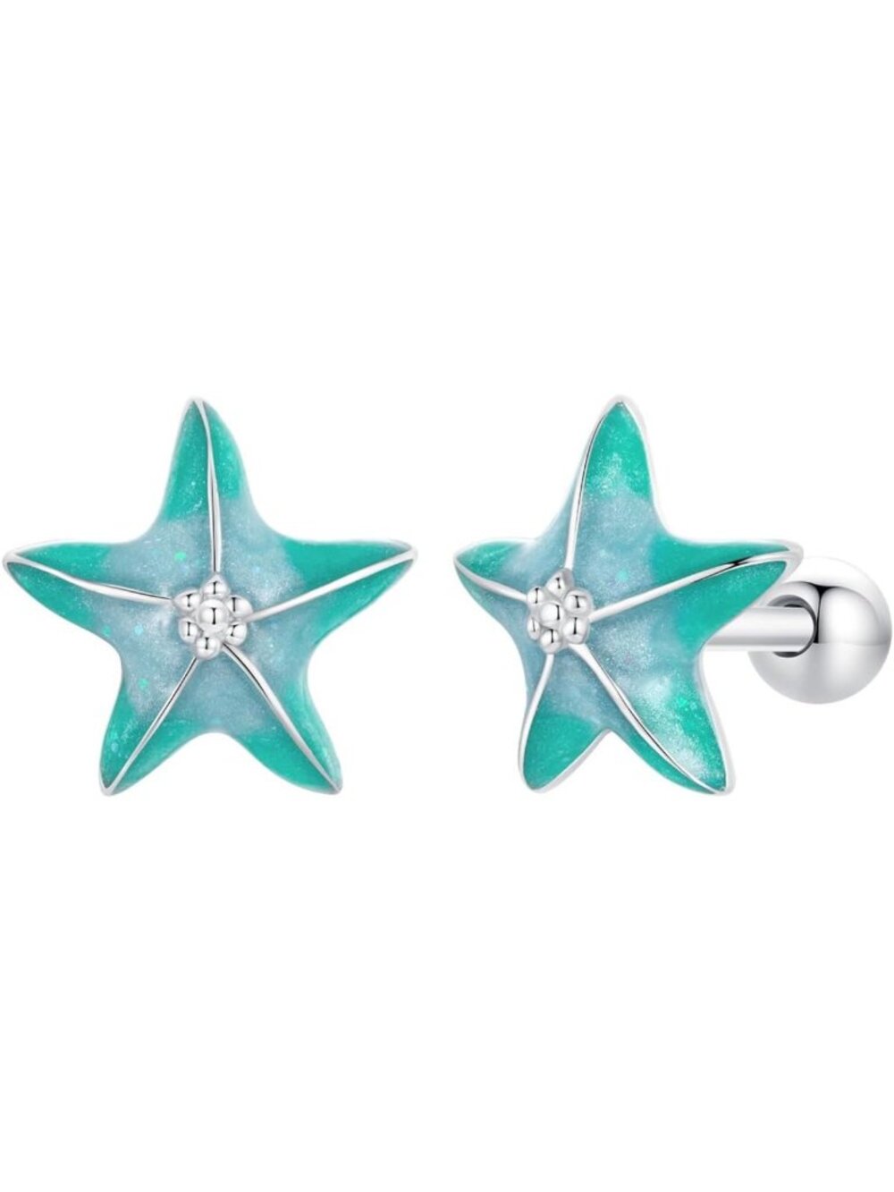Ocean-Inspired Starfish Turtle Seashell Stud Earrings | Sterling Silver 925